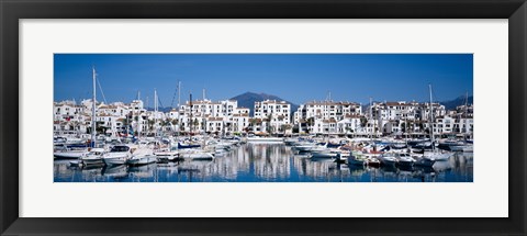 Framed Boats at a harbor, Puerto Banus, Costa Del Sol, Andalusia, Spain Print