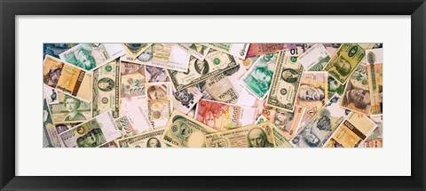 Framed Collection of currencies of various countries Print