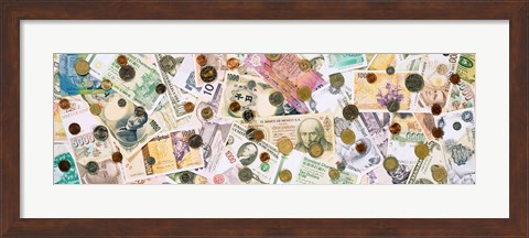 Framed Collection of various currencies Print