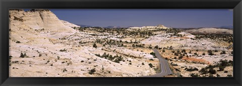 Framed Highway passing through an arid landscape, Utah State Route 12, Grand Staircase-Escalante National Monument, Utah, USA Print