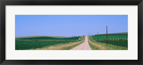 Framed Road along fields, Minnesota, USA Print