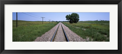 Framed Telephone poles along a railroad track, Custer County, Nebraska Print