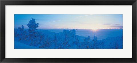 Framed Yokoteyama at sunrise Shiga Kogen Nagano Japan Print