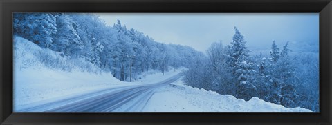 Framed Winter road NH USA Print