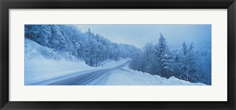 Framed Winter road NH USA Print