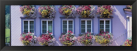 Framed Purple House with Flowers, Appenzell Switzerland Print