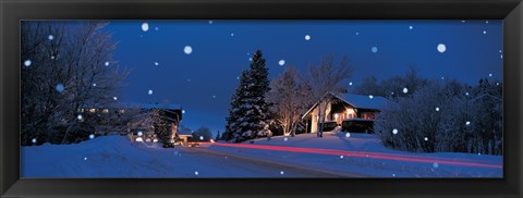 Framed Houses snowfall NH USA Print