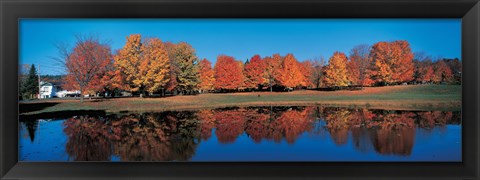 Framed Autumn by the Lake, Laurentide Quebec Canada Print