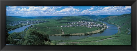 Framed Vineyard Moselle River Germany Print