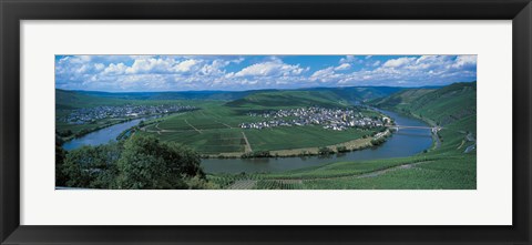 Framed Vineyard Moselle River Germany Print