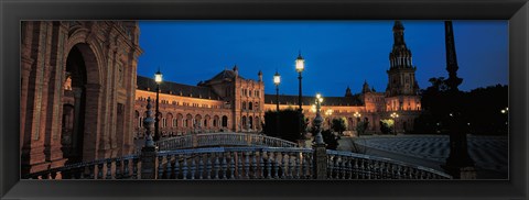 Framed Plaza Espana at Night, Seville Andalucia Spain Print