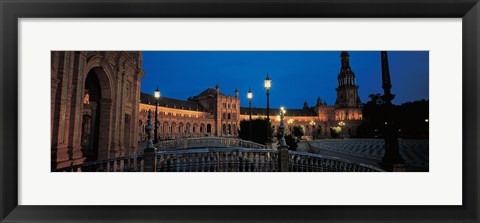 Framed Plaza Espana at Night, Seville Andalucia Spain Print