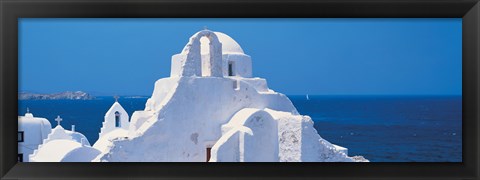 Framed Chruch Rooftops, Mykonos Greece Print