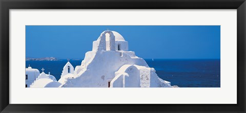 Framed Chruch Rooftops, Mykonos Greece Print