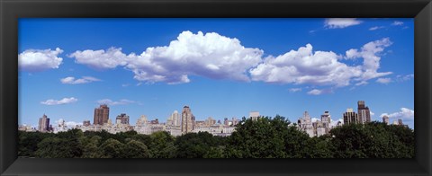 Framed Trees with row of buildings, Central Park, Manhattan, New York City, New York State, USA Print