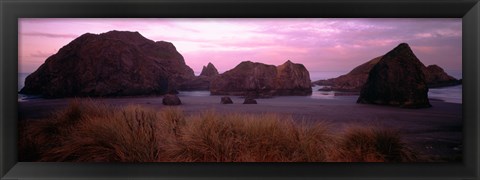 Framed Rock formations on Myers Creek Beach, Oregon Print