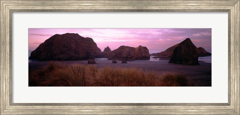 Framed Rock formations on Myers Creek Beach, Oregon Print