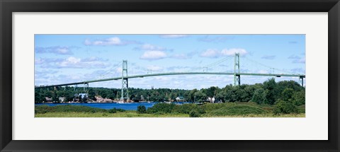 Framed Suspension bridge across a river, Thousand Islands Bridge, St. Lawrence River, New York State, USA Print