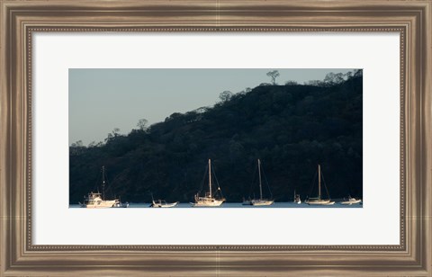 Framed Boats in the sea, Hermosa Beach, Costa Rica Print