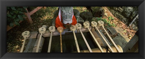 Framed Water ladles in a shrine, Fushimi Inari-Taisha, Fushimi Ward, Kyoto, Kyoto Prefecture, Kinki Region, Honshu, Japan Print