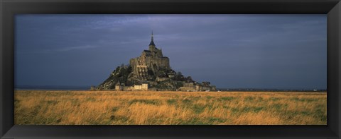 Framed Castle on a hill, Mont Saint-Michel, Manche, Normandy, France Print