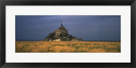 Framed Castle on a hill, Mont Saint-Michel, Manche, Normandy, France Print