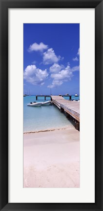 Framed Boats moored at a pier, Sandy Ground, Anguilla Print