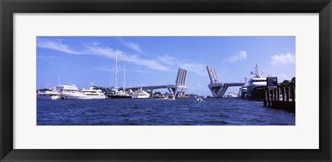 Framed Bridge across a canal, Atlantic Intracoastal Waterway, Fort Lauderdale, Broward County, Florida, USA Print