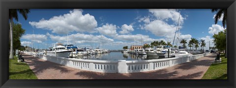 Framed Park at the riverside, Twin Dolphin Marina, Manatee River, Bradenton, Manatee County, Florida Print