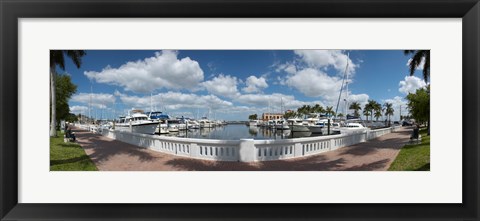 Framed Park at the riverside, Twin Dolphin Marina, Manatee River, Bradenton, Manatee County, Florida Print