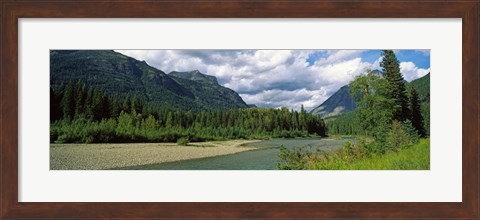 Framed Creek along mountains, McDonald Creek, US Glacier National Park, Montana, USA Print