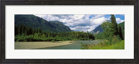 Framed Creek along mountains, McDonald Creek, US Glacier National Park, Montana, USA Print