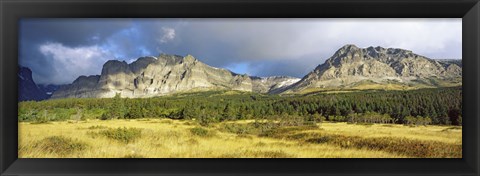 Framed Clouds over mountains, Many Glacier valley, US Glacier National Park, Montana, USA Print