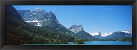 Framed Lake in front of mountains, St. Mary Lake, US Glacier National Park, Montana Print