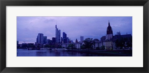 Framed City at the waterfront, Main River, Frankfurt Cathedral, Frankfurt, Hesse, Germany Print