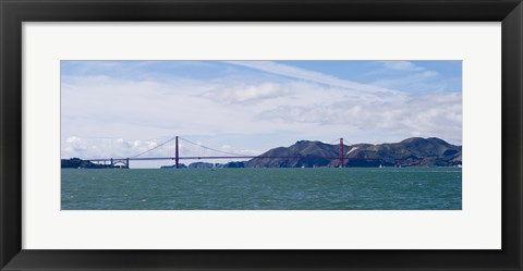 Framed Boats sailing near a suspension bridge, Golden Gate Bridge, San Francisco Bay, San Francisco, California, USA Print