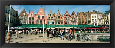 Framed Market at a town square, Bruges, West Flanders, Flemish Region, Belgium Print