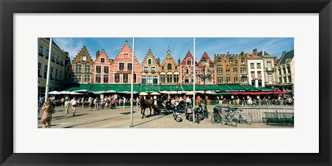 Framed Market at a town square, Bruges, West Flanders, Flemish Region, Belgium Print