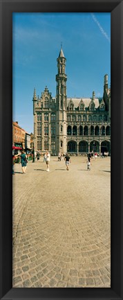 Framed Tourists at a market, Bruges, West Flanders, Flemish Region, Belgium Print