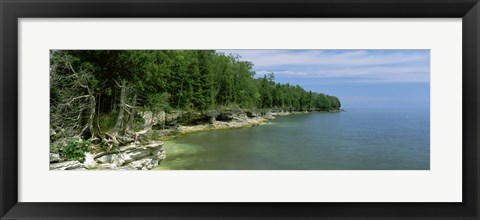 Framed Trees at the lakeside, Cave Point County Park, Lake Michigan, Wisconsin Print