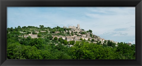 Framed Town on a hill, Lacoste, Vaucluse, Provence-Alpes-Cote d&#39;Azur, France Print