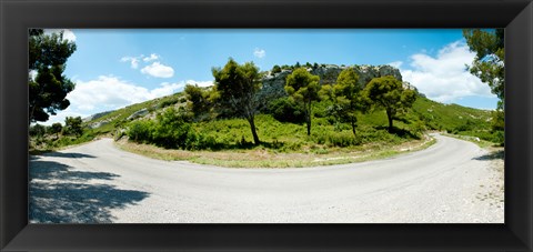 Framed Curve in the road, Bouches-Du-Rhone, Provence-Alpes-Cote d&#39;Azur, France Print