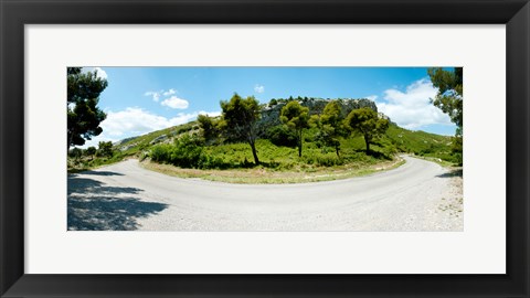 Framed Curve in the road, Bouches-Du-Rhone, Provence-Alpes-Cote d&#39;Azur, France Print