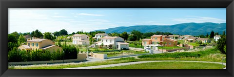 Framed High angle view of houses, Ansouis, Vaucluse, Provence-Alpes-Cote d&#39;Azur, France Print