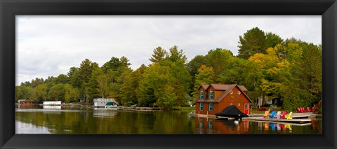 Framed Cottages at the lakeside, Lake Muskoka, Ontario, Canada Print