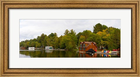 Framed Cottages at the lakeside, Lake Muskoka, Ontario, Canada Print
