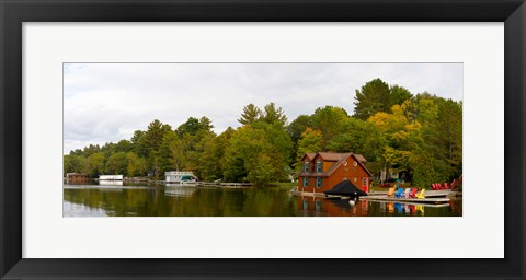 Framed Cottages at the lakeside, Lake Muskoka, Ontario, Canada Print