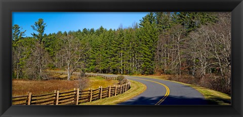 Framed Road passing through a forest, Blue Ridge Parkway, North Carolina, USA Print