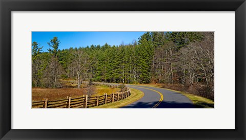 Framed Road passing through a forest, Blue Ridge Parkway, North Carolina, USA Print