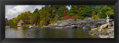 Framed Trees at the riverside, Moon River, Bala, Muskoka, Ontario, Canada Print